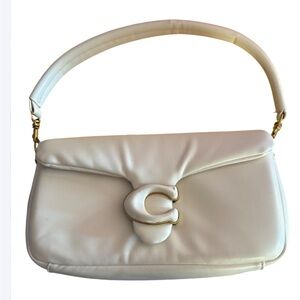 Coach Cream Leather Shoulder Bag with Signature C Hardware